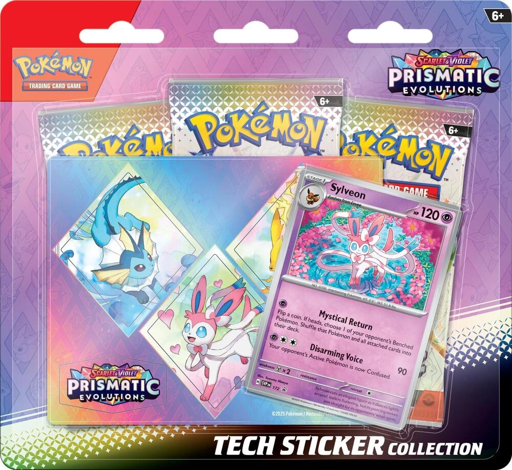 Prismatic Evolutions Tech Sticker 3-pack Blister