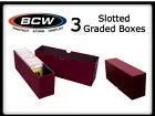 BCW Slotted Graded Card Storage Holds 26 PSA Slabs Burgundy Boxes 3 Count