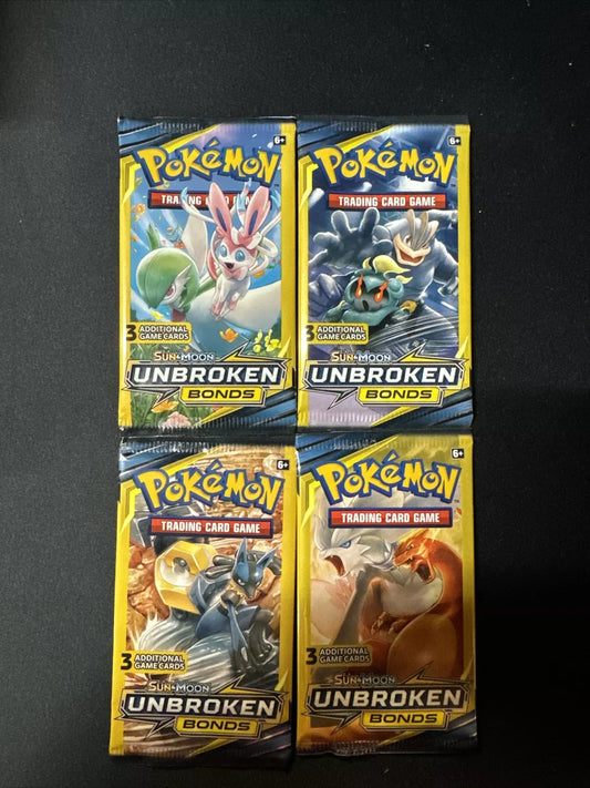 Pokemon Sun & Moon Unbroken Bonds 3 CARD BOOSTER PACKS Brand New ART SET