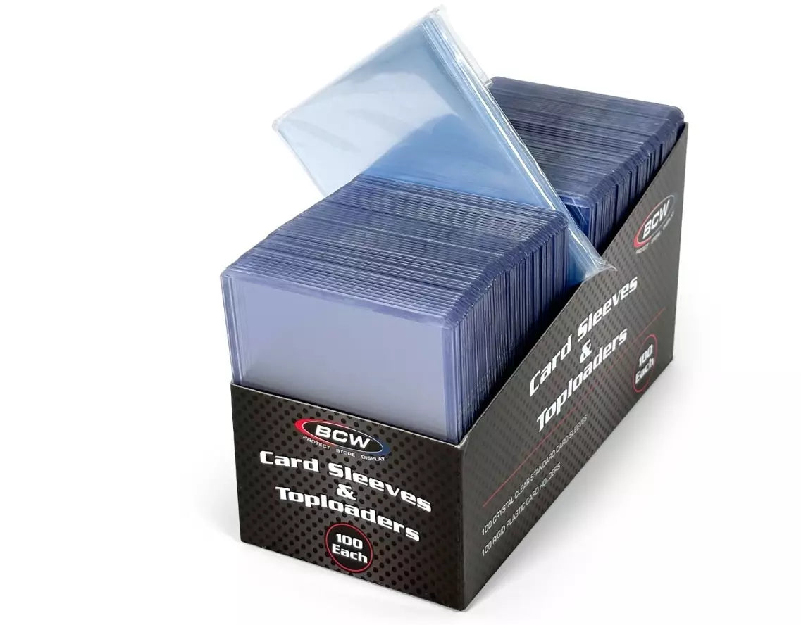 Card Sleeve and Toploader Combo Pack| 100 Card Sleeves 100 Top loaders 100 Count