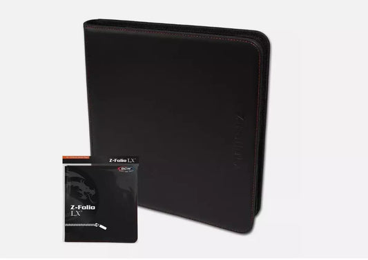 BCW Gaming Card Z Folio Album Zipper Leatherette 12 Pocket Pages Black Case Gift