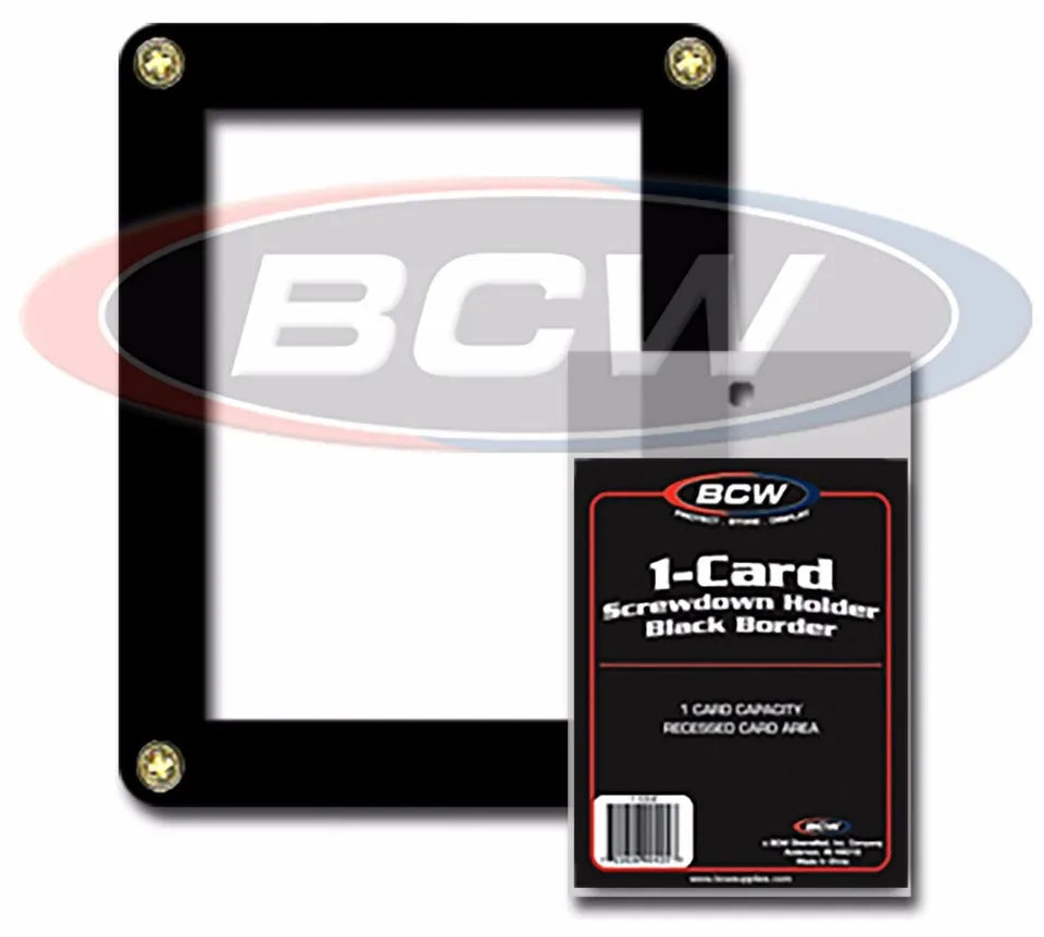 BCW 1 Card Screwdown Holder 4 Screw Card Holder Display Case - Black Border