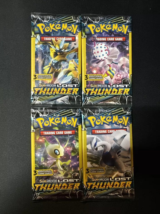 Pokemon Lost Thunder Mini Booster Pack 3 Card Sealed ART SET 4 Packs